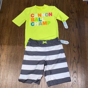 cat & jack swim top and swim shorts with tags